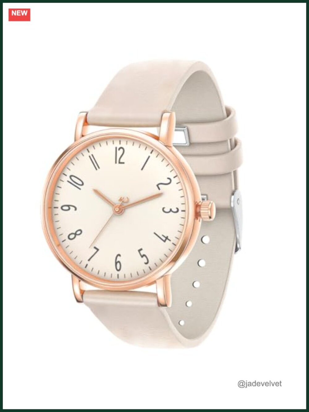 Women's Waterproof Gold Analog Watch Leather Strap White Dial Quartz